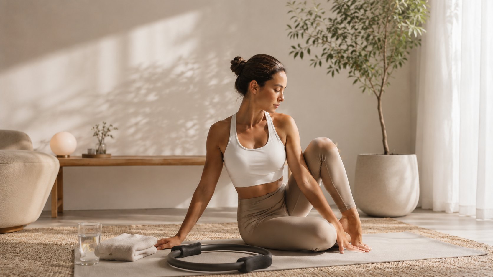 A quiet moment for stretching at home